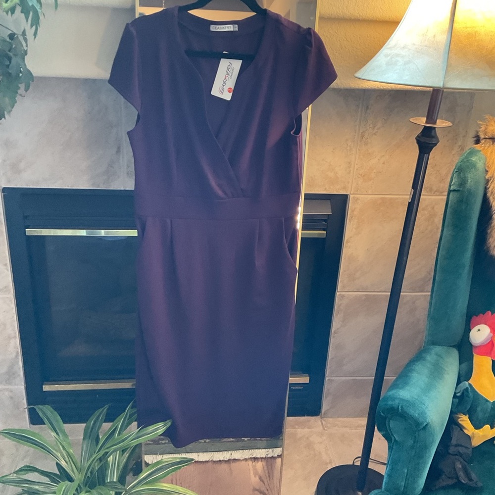 Blue Sheath Midi Dress V-neck Flutter Sleeves